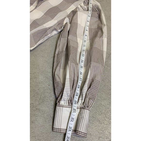 A New Day Shirt Dress Womens Small Tan Plaid Long Sleeve Tan Plaid Side Slits - Picture 12 of 12